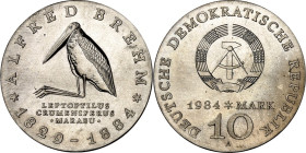 DDR. GEDENKMÜNZEN. 10 Mark 1984 Brehm. J. 1597. .