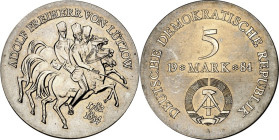 DDR. GEDENKMÜNZEN. 5 Mark 1984 Lützow, Cu-Ni. J. 1599. .