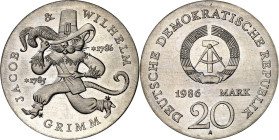 DDR. GEDENKMÜNZEN. 20 Mark 1986 Gebrüder Grimm. J. 1607. .