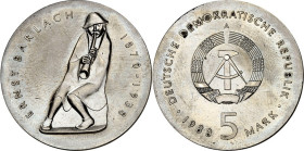 DDR. GEDENKMÜNZEN. 5 Mark Cu-Ni 1988 Barlach. J. 1620. .