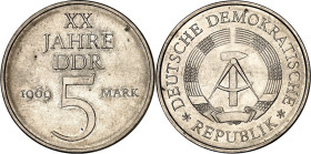 DDR. PROBEN UND ABSCHLÄGE. 5 Mark 1969 20 J. DDR Nickelprobe 10,2g. J. 1524P. .