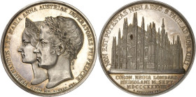 EUROPA. ÖSTERREICH. Ferdinand I. 1835-1848. Medaille 1838 (v. Held u. Pfeuffer b. G.Loos)a.d. Krönung in Mailand. Köpfe des Kaiserpaares n.l. / Mailän...