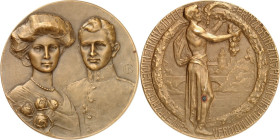 EUROPA. ÖSTERREICH. Karl I. 1916-1918. Medaille 1911 (v H. Kautsch)) a. s. Hochzeit mit Zita von Bourbon-Parma. Beider Brb. v. vorn / Jüngling in eine...