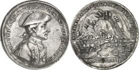 SCHIFFFAHRT. GROSSBRITANNIEN. Medaille 1783 (v.J.C. Reich) a. d. Belagerung von Gibraltar. Brustbild Lord Elliots n. r. / Ansicht der Beschießung Zn. ...