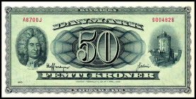 DÄNEMARK. 50 Kronen 1970 Kopf O. Romer u. Turm / Hünengrab in Jütland.Prefix A8. Pick&nbsp; 45l. .