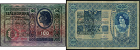 FIUME. 1, 2, 2, 10, 20, 20, 100, 1000, 1000 Korona 1919/21 alle mit Stpl. "Fiume, aus alter ital. Slg.". Pick&nbsp; S101b,103b,104b,. 107b, 109a,b, 11...