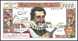 FRANKREICH. IV. Republik. 5000 Francs 10.7.1958 König Henry IV. Pick 135. .