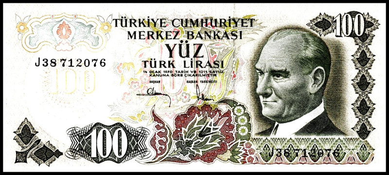 TÜRKEI. 
100 Lira 14.1.1970. Pick&nbsp; 189a. . 

I