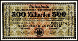 REICHSBAHN. Dresden,Reichsbahndirektion. 500 Mrd.Mark 26.10.1923. Mü-Ge. 005.11. .