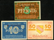 BADEN. Baden, Land. 5 ,10,50 Pf. 1947. Ke.&nbsp; 266,267, Ro 208b;209d, 210. 3 Stück.
