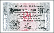 BRANDENBURG /- BERLIN. Spremberg,Stadtbank. 100, 500 Tsd.M. 20.8.1923. Ke.VI, 4838 n,o. (2 Stück).