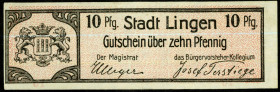 NIEDERSACHSEN. Lingen, Stadt. 10 Pfg.o.D.-1.4.1920 Wz. Schippen. Gr. L48.2a. .