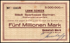 RHEINLAND. Barmen, Metall-Werk Lambach&Bauer. 5 Mio.Mark o.D Ohne Datum. v.E 40.6. .