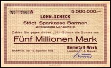 RHEINLAND. Barmen, Metall-Werk Lambach&Bauer. 5 Mio.Mark 15.9.1923. v.E 40.8. .