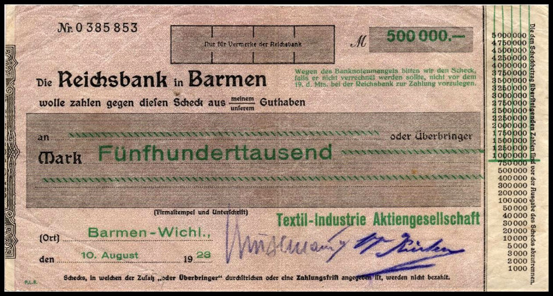 RHEINLAND. 
Barmen-Wichlinghaufen, Textil-Industrie Aktiengesellschaft. 200.000...