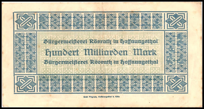 RHEINLAND. 
Hoffnungsthal-, u. Bürgermeisterei Rösrath. 5 Mio.Mark 20.09.1923 2...