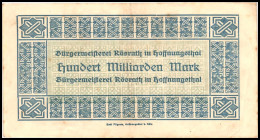 RHEINLAND. Hoffnungsthal-, u. Bürgermeisterei Rösrath. 5 Mio.Mark 20.09.1923 20, 100 Mio.Mark, 1, 5, 10, 20, 50,100 Mrd.Mark von 20.09.1923. v.E. 722....