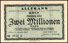 RHEINLAND. Köln, Altrans AG. 2 Mio. Mk. 15.8.1923. v.E. 781.1. .