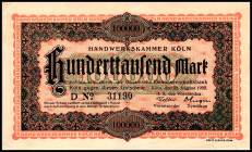 RHEINLAND. Köln, Handwerkskammer Köln. 10.000 bis 2 Mio. Mk. 20.8.1923. v.E.&nbsp; 790.1-7. (7).