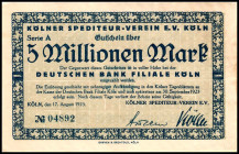 RHEINLAND. Köln, Kölner Spediteurverein. 5 Mio. Mk. 17.8.1923 bis 30.9.1923. v.E.&nbsp; 797.2, Ke.&nbsp; 2688. .