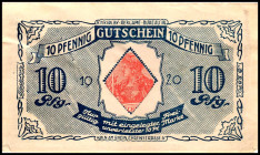 RHEINLAND. Köln, Reklame-Atelier K.H.Kjölby. 2x 10 Pfg. 1920 Rs 1x .Carl Grave,Jean Zacher, Paschen und Kjölby und 1x Wo esse ich in Köln? Briefmarken...