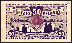RHEINLAND. Köln, Reklame-Atelier K.H.Kjölby. 50 Pfg. 1921 Farbe blaufiolett.Rs.Reklame von Carl Grave, Jean Zacher, Modehaus Paschen und.Wo esse ich i...