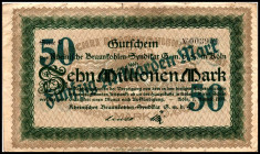 RHEINLAND. Köln, Rhein. Braunkohlen-Syndikat GmbH. 500 Tsd. 26.10.1923 1 Mio.Mark-Serie A-E, H. 2 Mio.Serie C,D,E. 5 Mio.Serie B,D,E,F. 10 Mio.Serie E...