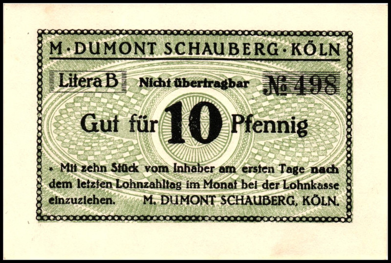 RHEINLAND. 
Köln, Verlag M.Dumont-Schauberg. 1, 2x 2, 3, 4, 10, Pfg. o.D. v.E. ...