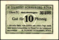 RHEINLAND. Köln, Verlag M.Dumont-Schauberg. 1, 2x 2, 3, 4, 10, Pfg. o.D. v.E. 786.1a,5, 6, 9, 14, 17c,. (6).