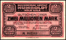 RHEINLAND. Köln-Kalk, Maschinenbau-Anstalt Humboldt. 1, 2 Mio.Mark 8.8.1923. v.E.&nbsp; 856.1c,2c,. (2).