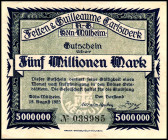 RHEINLAND. Köln-Mülheim, Felten & Guilleaume Carlswerk-AG. 100 , 200, 500Tsd.Mark , 5 Mio.Mark 1.08.1923 u.500 Tsd. Mark, 2 u.3 Mio.Mark von 23.07.192...