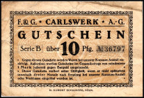 RHEINLAND. Köln-Mülheim, Felten & Guilleaume Carlswerk-AG. 10 Pf. o.D Serie B. v.E. 864.2. .