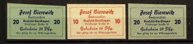 RHEINLAND. (Krefeld-) Uerdingen,Bierewitz Restauration. 1x 10, 2x20 Pf. o.D. Schön. 2691a, 2692b.c, v.E. 267.2.4. 3 Stück.