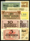RHEINLAND. Sammlung. Sammellot. Meist Duisburg zb. 5,10, 20, 50 Bio -v.Eck 390.39.-43, Essen mit Krupp, Connenberg, Hilden, Honnef, Mettman 5, 20, 100...