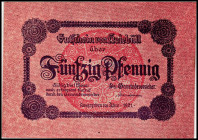 SCHLESWIG/-HOLSTEIN. Halebüll, Gemeinde. 50 Pfennig 1921 Satz 6 x 50 Pfennig. VS rot, RS braun. Grab./Mehl 505.2. 6 Stück.
