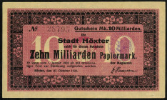 WESTFALEN/-LIPPE. Höxter, Stadt. 500 T.,1 Mio.Mark 15.8.1923 hd. Uschr.,5,10 Mrd.27.10.1923. Ke. 2402c, Topp. 497.2a,3a,4,5. (4).