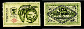 NOTGELD BESONDERER ART. STOFFGELD. Bielefeld, Stadtsparkasse. 5 Mark 15.7.1921- 1.10.1922, Leinen. Grasser-Pi. 15, Gra. 16. R.