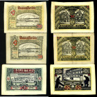 NOTGELD BESONDERER ART. LEDERGELD. OSTERWIECK am Harz (Sa.-Anhalt). 2x20, 50 Mark 1.5.1922 Baustein weisse Glaceleder. Grab. 350,354. 3 Stück.