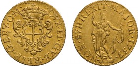 ZECCHE ITALIANE. GENOVA. DOGI BIENNALI. 
TERZA FASE (1637-1797). ZECCHINO 1737
Oro, 3,50 gr, 21 mm. Molto Rara. BB+
D: . DVX . ET . GVB . REIP . GE...