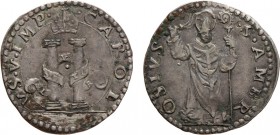 ZECCHE ITALIANE. MILANO. CARLO V (1535-1556). 
DENARO DA 8 SOLDI
Argento, 2,90 gr, 24 mm. Bel BB. Rara.
D: CAROL / VS . V . IMP . Le colonne d'Erco...