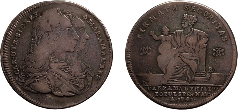 ZECCHE ITALIANE. REGNO DI NAPOLI. 
CARLO DI BORBONE (1734-1759). 120 GRANA 1747...