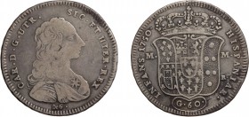 ZECCHE ITALIANE. REGNO DI NAPOLI. 
CARLO DI BORBONE (1734-1759). 60 GRANA 1750
Argento, 12,10 gr, 35 mm. MB
D: CAR . D . G. UTR . / SIC . ET HIER ....