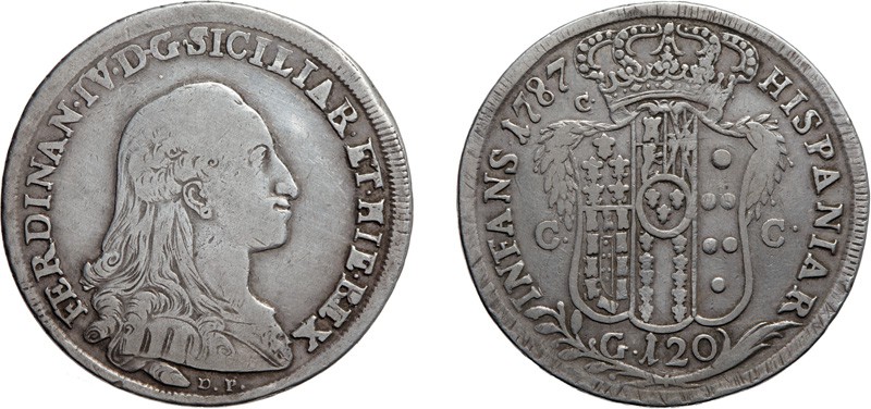 ZECCHE ITALIANE. REGNO DI NAPOLI. 
FERDINANDO IV (1759-1816). 120 GRANA 1787
N...