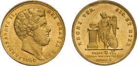 ZECCHE ITALIANE. REGNO DELLE DUE SICILIE. FERDINANDO II (1830-1859). 
6 DUCATI 1854
Oro, 7,58 gr, 22 mm. Molto Rara. Lievi colpetti sul bordo. SPL+...