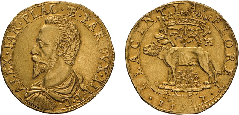 ZECCHE ITALIANE. PIACENZA. ALESSANDRO FARNESE (1586-1591). 
QUADRUPLA 1597
Oro...