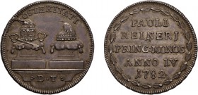 ZECCHE ITALIANE. VENEZIA. 
PAOLO RENIER (1778-1789). DOPPIA OSELLA 1782
Argento, 19,44 gr, 33 mm. Piccola rottura di conio. BB+/qSPL
D: POSTERITATI...