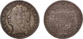 REGNO DI SARDEGNA. CARLO EMANUELE III (1730-1773). 
LIRA 1747
Torino, Argento, 5,48 gr, 27 mm. Buon BB
D: CAR EM D G REX SAB CYP ET IER Testa nuda ...