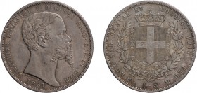 REGNO DI SARDEGNA. VITTORIO EMANUELE II (1849-1861). 
5 LIRE 1851 
Genova. Argento, 24,97 gr, 37 mm. Minimi colpetti sul bordo, BB
D: VICTORIUS EMM...