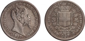 REGNO DI SARDEGNA. VITTORIO EMANUELE II (1849-1861). 50 CENTESIMI 1857
Torino. Argento, 2,44 gr, 18 mm
D: VICTORIUS EMMANUEL II . D . G . REX SARD ....