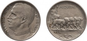 REGNO D'ITALIA. VITTORIO EMANUELE III (1900-1943). 
50 CENTESIMI 1924 LEONI BORDO RIGATO
Nichelio, 5,96 gr, 23 mm. Rara. BB 
D: VITT . EM . III . R...